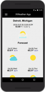 XWeather App Detroit Forecast